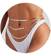 Turandoss 1-3PCS 18K Gold Plated Waist Chains for Women - Gold Layered Belly Body Chain for The W...