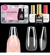 Beetles Gel Nail Kit Etch-X, Medium Coffin, 288pcs 12 Sizes Nail tips, 3Pcs 15ml HEMA-Free Nail G...