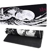 Vanzard Japanese Mouse Pad, Large Gaming Mousepad Non-Slip Rubber Base with Stitched Edges, Keybo...