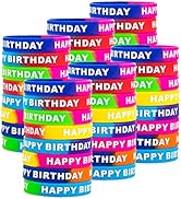 ARTLYMERS Happy Birthday Rubber Bracelets, Colored Silicone Stretch Wristbands for Birthday Party...