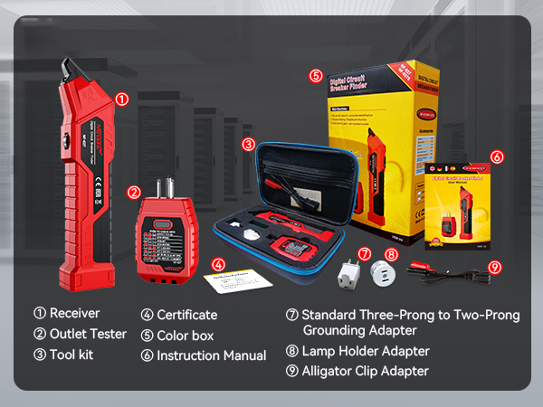 Circuit Breaker Finder Tool with 3 accessories and GFCI outlet tester