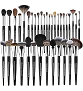 Bueart Design 36Pcs PRO Grade Natural Goat Hair Pony Bristles Makeup Brushes Set with Super Holde...