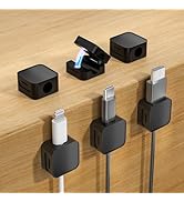6 Black Magnetic Cable Clips,Under Desk Cable Management,Cord Holder for Nightstand Home Office C...