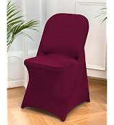 CYFFPKMN 10 Packs Burgundy Spandex Stretch Folding Chair Covers for Wedding Party,Universal Fitte...