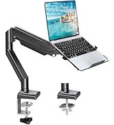 MOUNTUP Laptop Stand for Desk, 2-in-1 Monitor Mount with Laptop Tray Holds 2.2-22lbs, Adjustable ...
