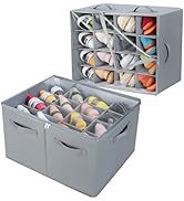 TOPIA HOME Shoe Organizer for Closet 2 Pack, Foldable Shoe Box with Adjustable Dividers and Clear...