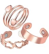 BioMag 3 Pcs Copper Rings for Women, 99.99% Pure Copper Lymphatic Drainage Rings Magnetic Thumb R...