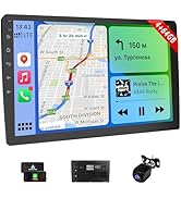 Haudio 10.1" Double Din Car Stereo with Apple CarPlay &amp; Android Auto, Touchscreen Car Radio with ...