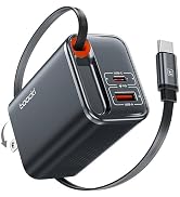 Toocki 3 in 1 Retractable Wall Charger 67W, Super Fast Charger USBC Charging Block with Type-C Ca...
