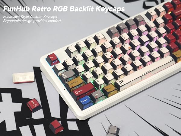 Retro PBT Keycaps