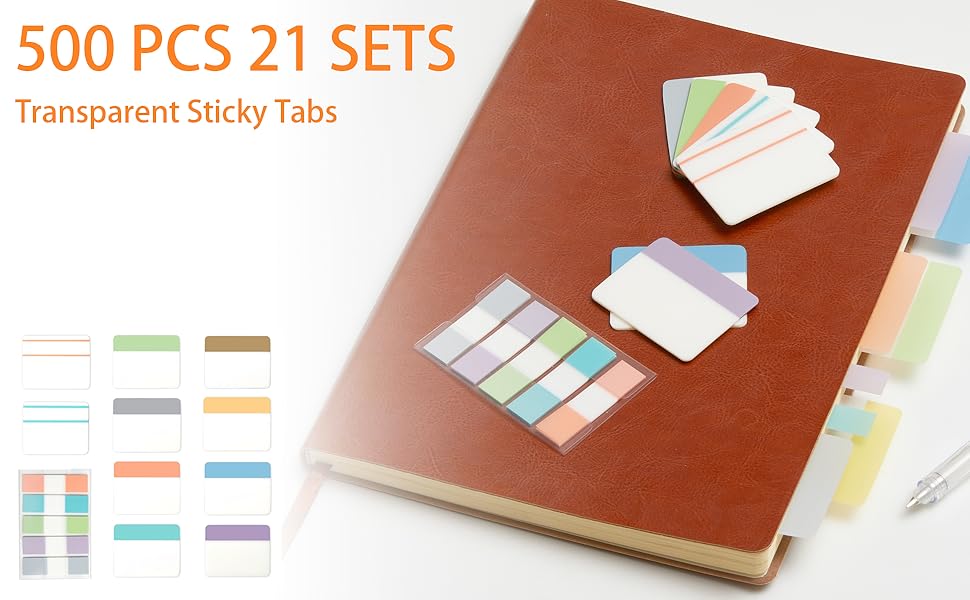 500Pcs 2 Inch Writable Colored Sticky Index Tabs Book Page
