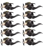 KNOBWELL 10 Pack Oil Rubbed Bronze Door Handle, Privacy Door Lever Bed and Bath Door Knobs, Wave ...