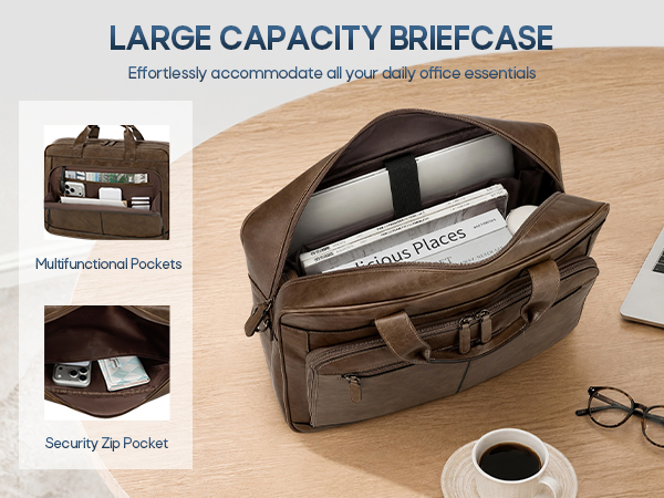 Large Capacity Men's Laptop Briefcase with Smart Pockets