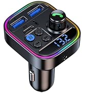 Bluetooth Car Adapter, PD30W Bluetooth 5.3 FM Transmitter AUX Wireless Adapter FM Radio Handsfree...
