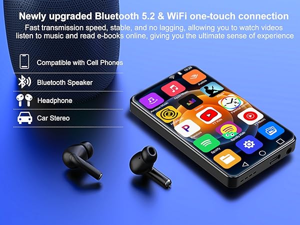 mp3 music player with bluetooth and wifi