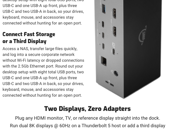 THUNDERBOLT 5 DUAL HDMI DOCK DOCKING STATION USB 4 , TRIPLE DISPLAY, DUAL DISPLAY