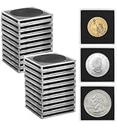 zandfelo 20 Pcs 20-40mm Acrylic Coin Collection Cases with Sponges, Adjustable Coin Holders, Silv...