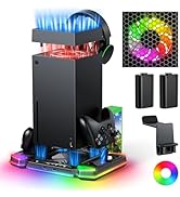 Top Auto Cooling Fan &amp; Charge Stand for Xbox Series X Console with 11 Light Modes, Accessories Co...