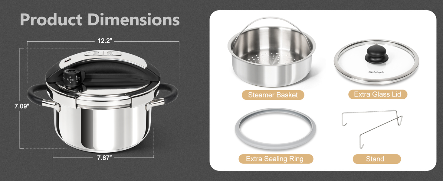 pressure cooker stainless steel pressure cooker with steamer and glass lid for multi-use
