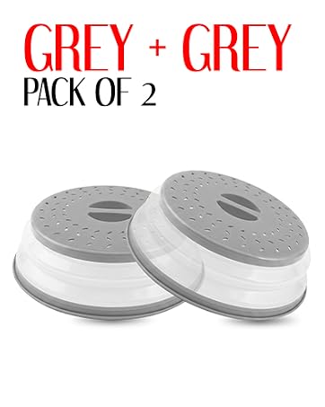 Pack of 2 Gray Silicone Microwave Splatter Cover
