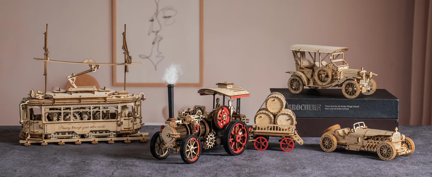 3D Wooden Puzzles for Adults, Steam Locomotive Model Cars Kits for Adults, 3D Wood Puzzle Adult, Val...