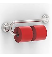 AquaChase Grab Bar with Integrated Toilet Paper Holder for 2 Mega Rolls (Kitchen Paper Towel Hold...