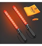 2 Pieces 21 Inch Signal Traffic Wand with 3 Flashing Modes &amp; 9 Led Lights, Traffic Safety Baton w...