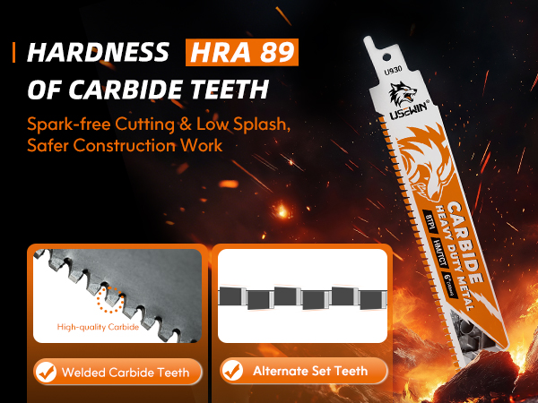 USEWIN 3 Pack Carbide Reciprocating Saw Blades, 6 Inch 8 TPI Metal Blades