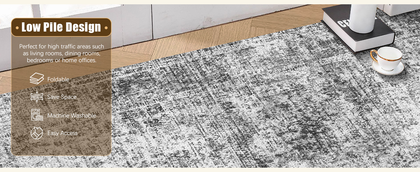 HIRUG Washable Area Rug