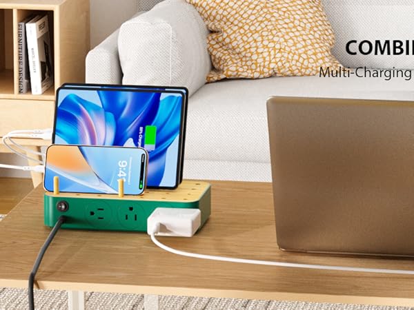 Charging station for multiple devices with AC socket