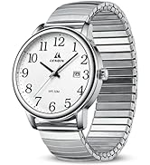 LN LENQIN Mens Watches Stainless Steel Analog Quartz Watches for Men Easy Reader 38 mm Fashion Bu...