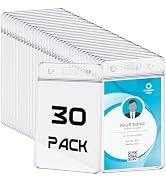 BESARME 30 Pack Vertical ID Badge Holders Clear Plastic Waterproof Card Holder Resealable for Off...