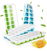 AUAUY 4 PCS Silicone Ice Cube Tray with Lid, Square Stackable Ice Cube Moulds-Save Freezer Space,...