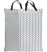 wegreeco Reusable Hanging Wet Dry Cloth Diaper Bag (2 Pack, Grey Leaf, Grey)