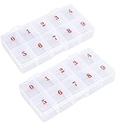 Cosics Acrylic Fake Nail Organizer Case, 2PCS 10-Compartment Nail Tip Storage Box with Number, 10...