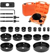 HORUSDY Hole Saw Set 24PCS Hole Saw Kit,Hole Saw Drill Bit Kit, 3/4"-6" (19-152mm) 17PCS Saw Blad...
