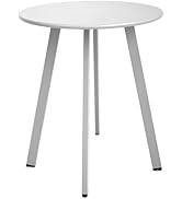Meluvici Outdoor Side Table, Weather Resistant Patio Small Side Table Outdoor Indoor Round Metal ...