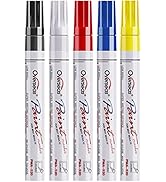 Paint Marker Pens - 5 Colors Permanent Oil Based Paint Markers, Medium Tip, Quick Dry and Waterpr...