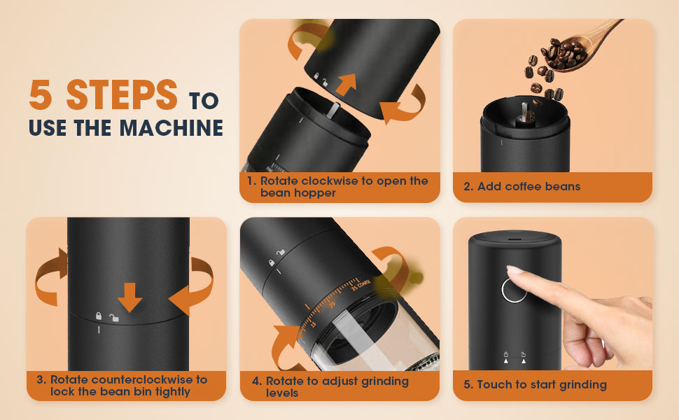 coffee grinder portable cordless travel camping battery powered rechargeable burr electric beans