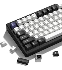 Womier PBT Keycaps Set 130 Keys, Custom White Japanese Keyboard Doubleshot Dye Sub Side Print Shine ...