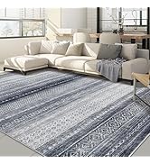 10x14 Area Rugs Living Room Rug: Washable Large Soft Boho Modern Neutral Stain Resistant Indoor F...