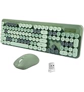 LAMA Colorful Wireless Keyboard and Mouse Combo, Full-Sized Bluetooth Round Keyboard, Adjustable ...