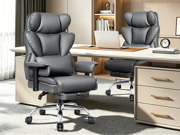 BESTFAIR Big and Tall Office Chair - High Back Executive Chair with Footrest &amp; Lumbar Support