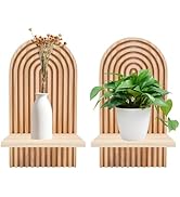 2 Pcs Boho Wooden Rainbow Wall Shelves,Floating Shelves for Wall, Rainbow Arch Boho Floating Shel...