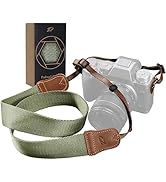 Padwa Lifestyle Light Green Camera Strap - 1.5" Wide Vintage Crazy Horse Cowhide Head Cotton Stra...