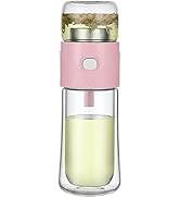 Double Wall Glass Tea Infuser Bottle Cute Tea Tumbler With Infuser Portable Tea Bottle For Loose ...