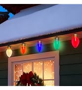 Xingzd 16Ft Jumbo LED Multicolor Christmas String Lights Outdoor with 10 C7 LED Bulb, Multicolor ...