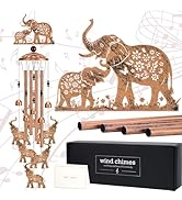LIRAVENO Elephant Wind Chimes for Outside - Metal Windchimes Outdoors Decor Garden Patio Backyard...