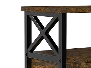 nightstand with locking drawer side table end table with charging station