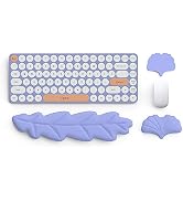 Lauspuck Keyboard Wrist Rest Pad Set, Leaf Shape PU Leather Memory Foam Cushion Support, Mouse Re...